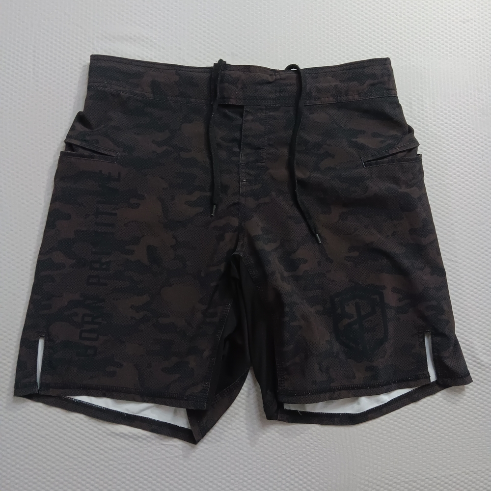 Born Primitive Camo Drawstring Board Shorts Swim Trunks 31/32 Stretch Zip